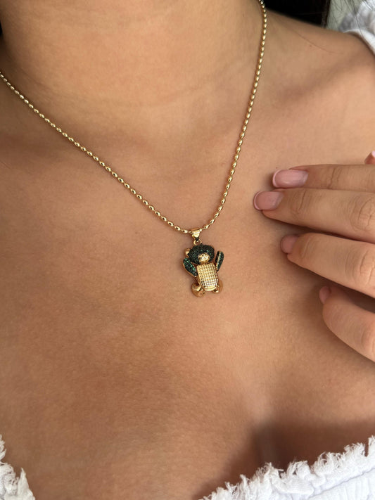 Cadena De Oso Dorado Con Circones Negros