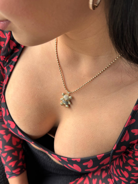 Cadena De Oso Dorado Con Circones Morado