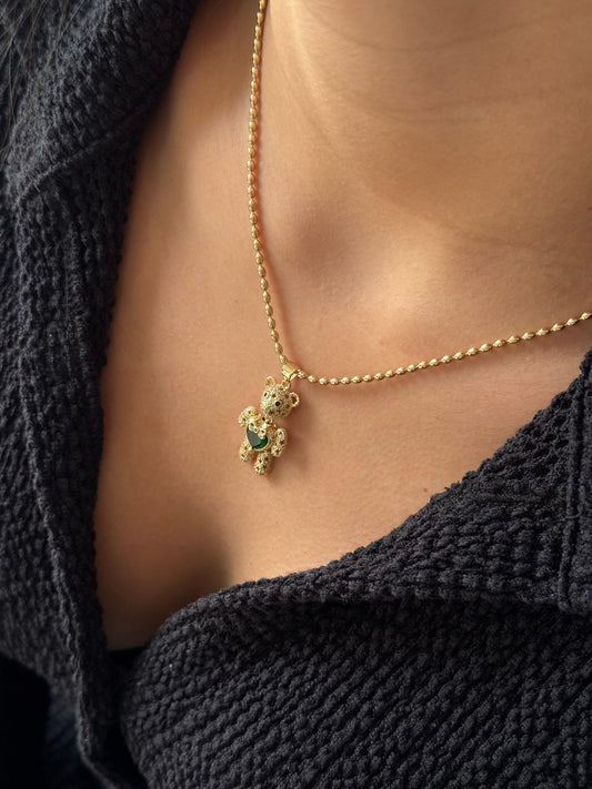 Cadena de Oso con Corazón Verde