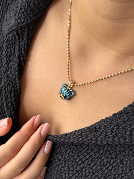 Cadena de Cabeza de Oso con Circones Azules Claros