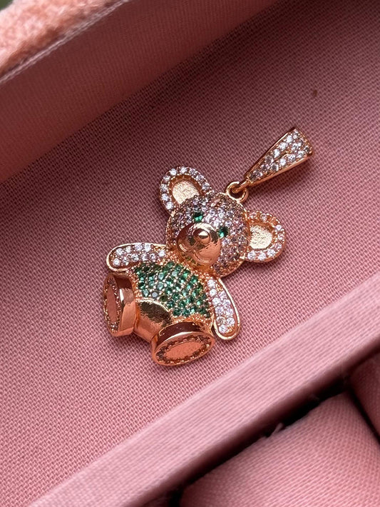 Dije De Oso Dorado Con Circones Plateados
