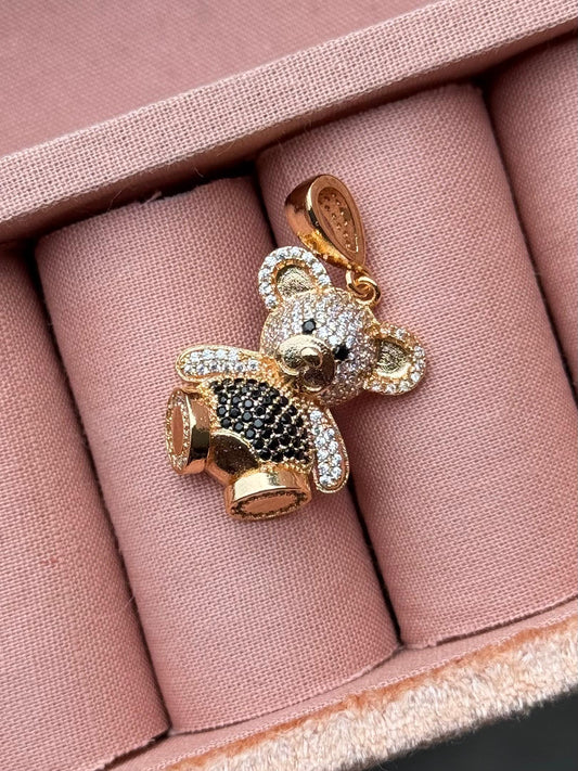 Dije De Oso Dorado Con Circones Negros