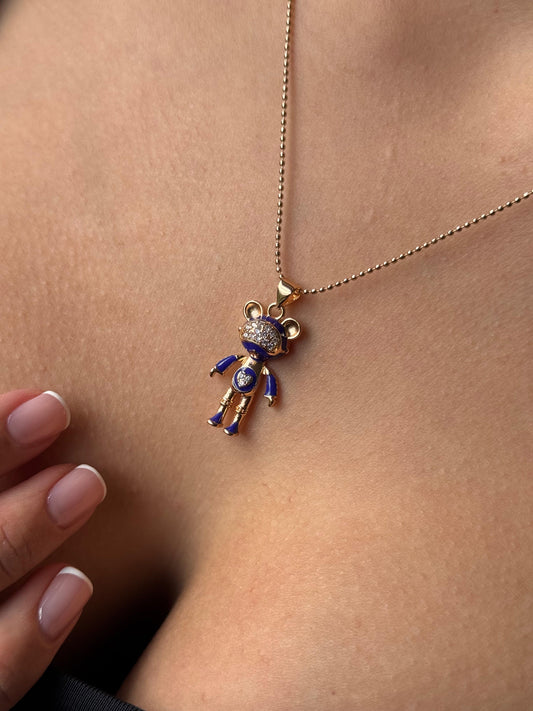 Dije De Oso Dorado Con Circones Azules